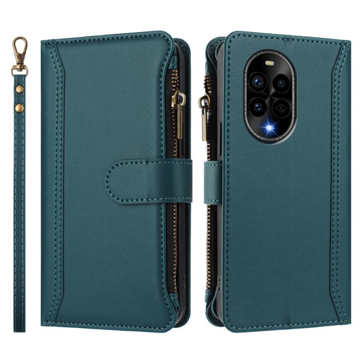 For Huawei nova 13 Pro Magnetic Closure 9 Card Slots Zipper Leather Case with Hand Strap