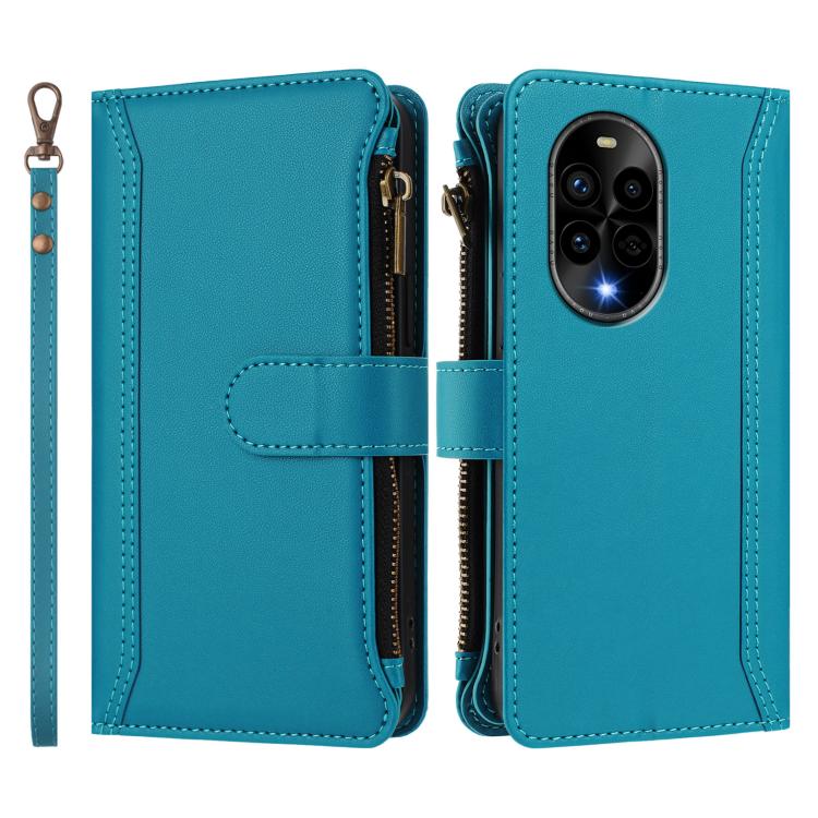 For Huawei nova 13 Pro Magnetic Closure 9 Card Slots Zipper Leather Case with Hand Strap