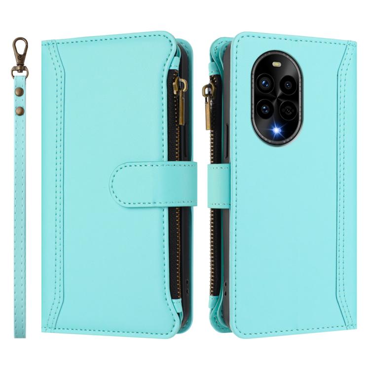 For Huawei nova 13 Pro Magnetic Closure 9 Card Slots Zipper Leather Case with Hand Strap