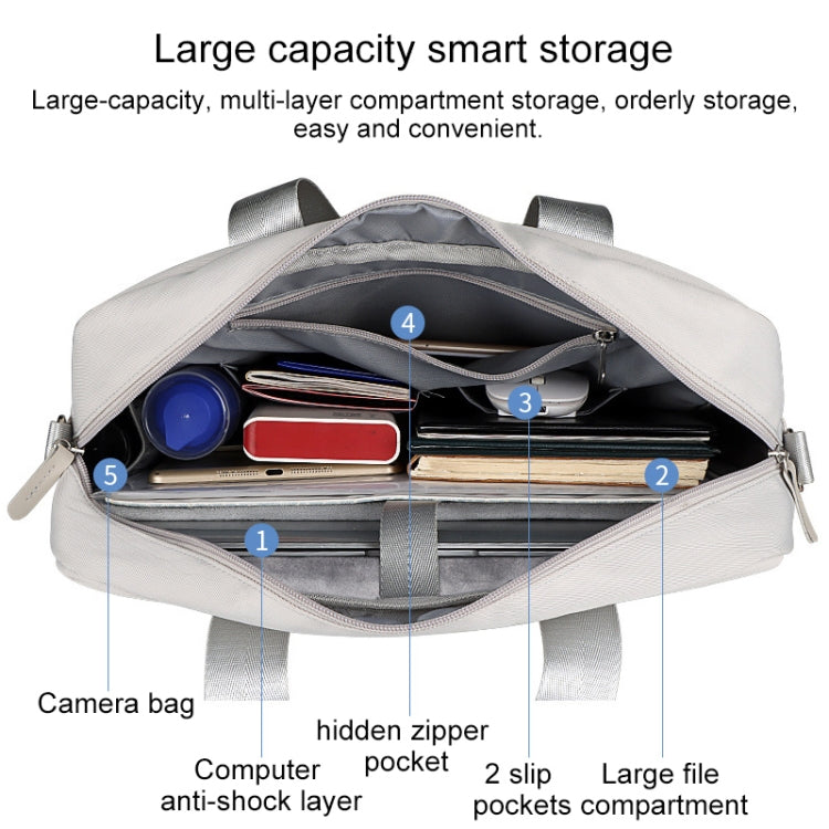 DJ09 Handheld Shoulder Briefcase Sleeve Carrying Storage Bag with Shoulder Strap for 14.1 inch Laptop