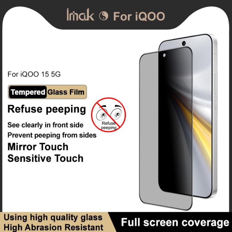 For vivo iQOO 15 imak HD Full Screen Privacy Tempered Glass Protective Film