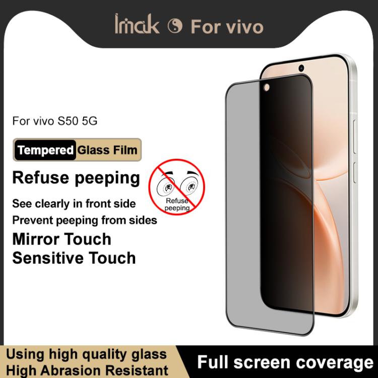 For vivo S50 5G imak HD Full Screen Privacy Tempered Glass Protective Film
