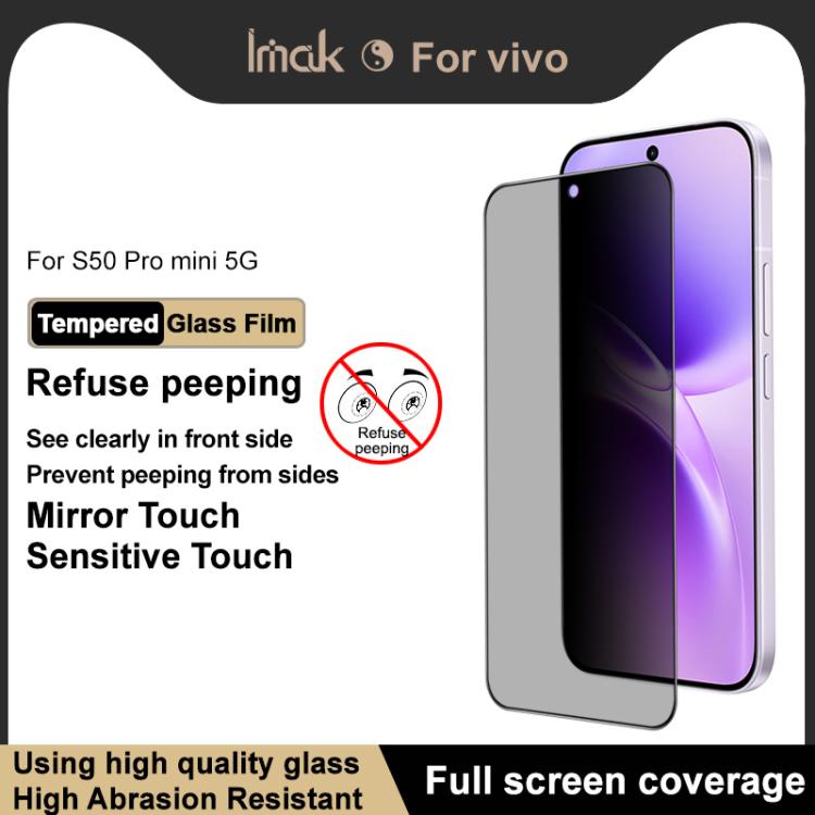 For vivo S50 Pro mini 5G imak HD Full Screen Privacy Tempered Glass Protective Film
