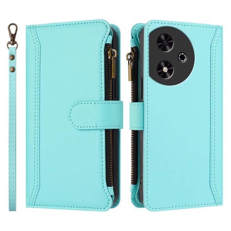 For Honor Play 50 Magnetic Closure 9 Card Slots Zipper Leather Case with Hand Strap