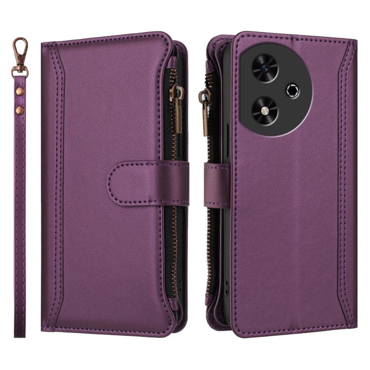 For Honor Play 50 Magnetic Closure 9 Card Slots Zipper Leather Case with Hand Strap