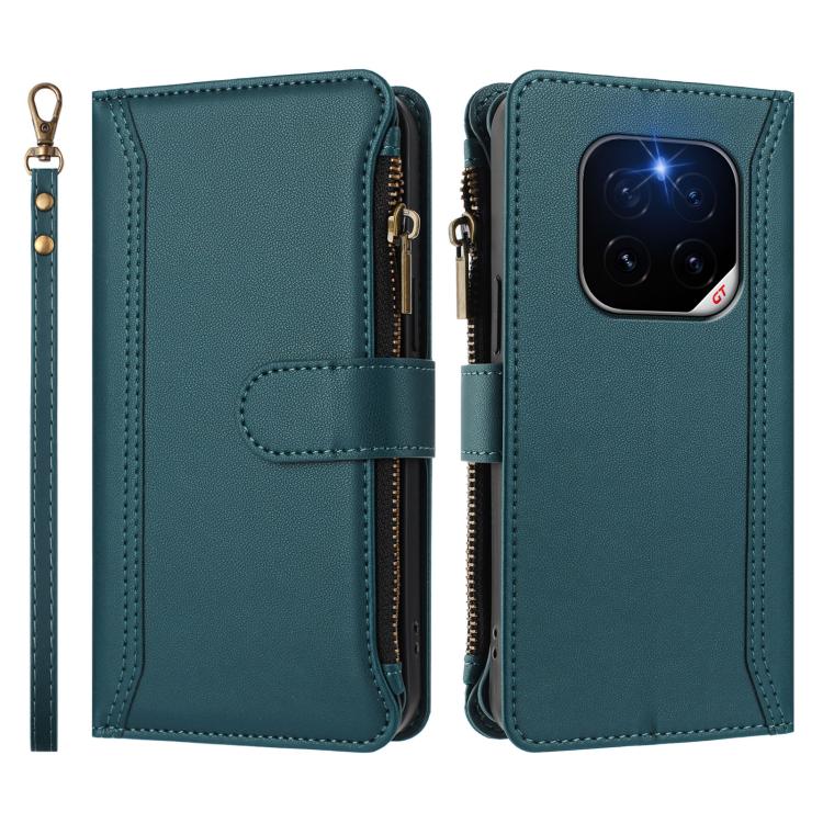 For Honor GT Pro 5G Magnetic Closure 9 Card Slots Zipper Leather Case with Hand Strap