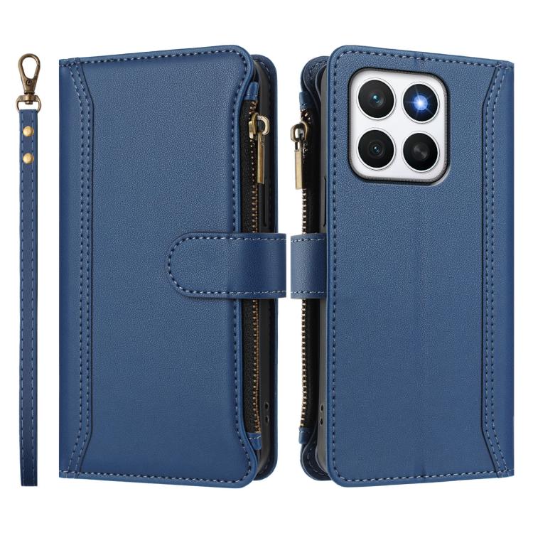 For Honor X8c 4G Global Magnetic Closure 9 Card Slots Zipper Leather Case with Hand Strap