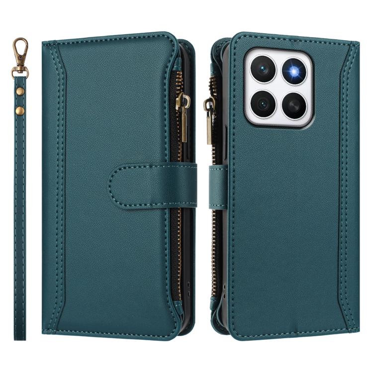 For Honor X8c 4G Global Magnetic Closure 9 Card Slots Zipper Leather Case with Hand Strap
