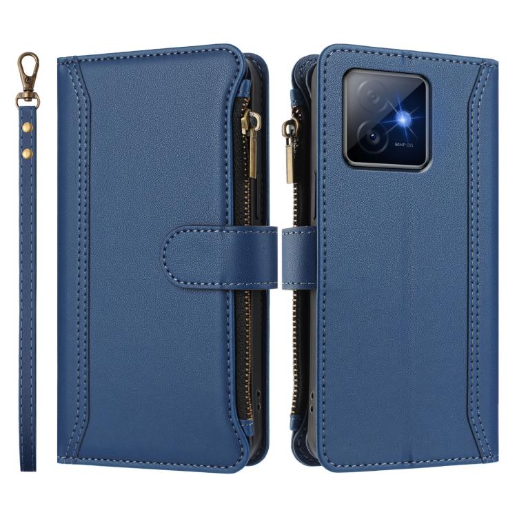 For Honor X60 GT 5G Magnetic Closure 9 Card Slots Zipper Leather Case with Hand Strap
