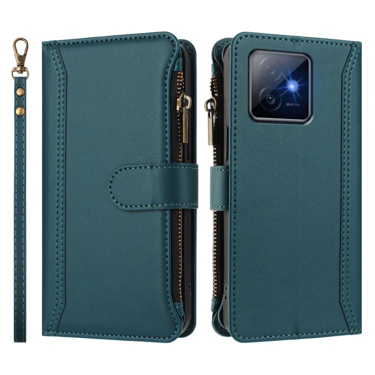 For Honor X60 GT 5G Magnetic Closure 9 Card Slots Zipper Leather Case with Hand Strap