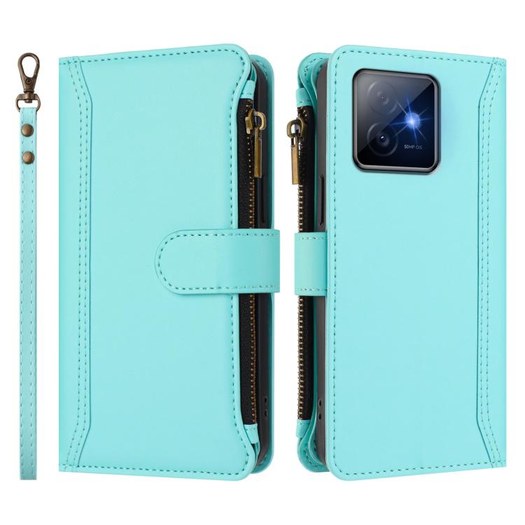 For Honor X60 GT 5G Magnetic Closure 9 Card Slots Zipper Leather Case with Hand Strap