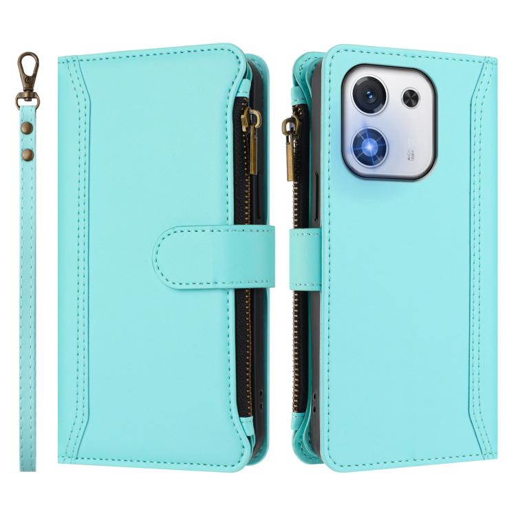 For Honor X70i 5G Magnetic Closure 9 Card Slots Zipper Leather Case with Hand Strap