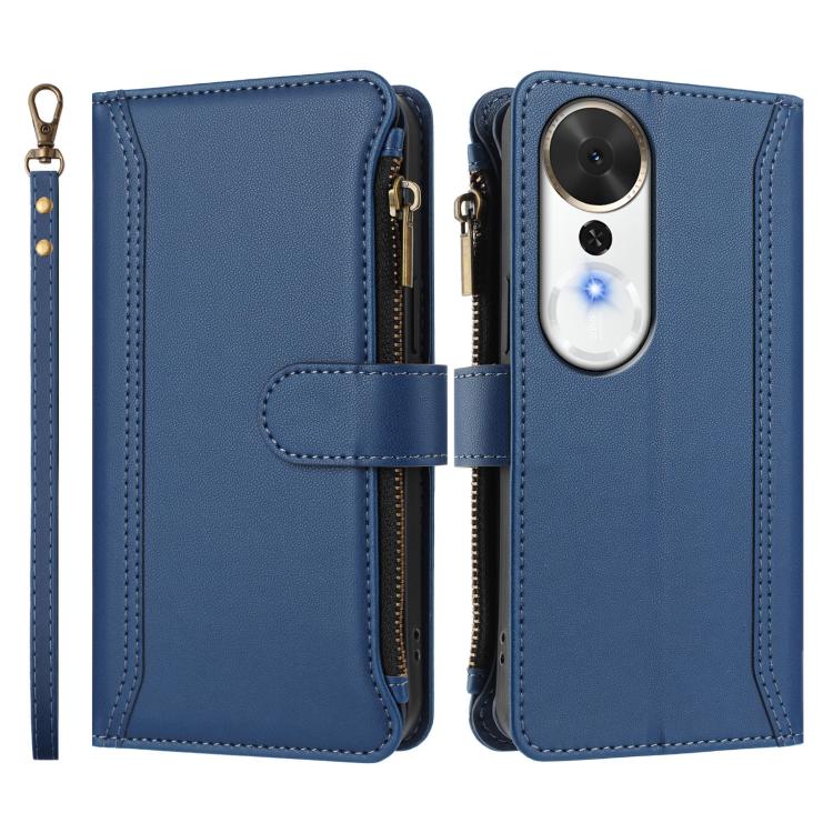 For Honor Play 70 Plus Magnetic Closure 9 Card Slots Zipper Leather Case with Hand Strap