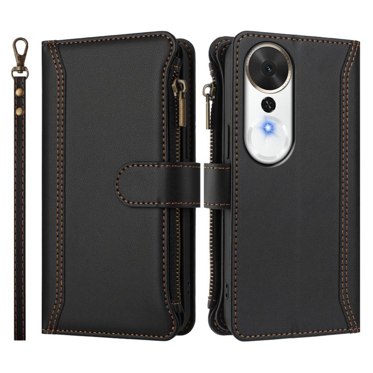 For Honor Play 70 Plus Magnetic Closure 9 Card Slots Zipper Leather Case with Hand Strap