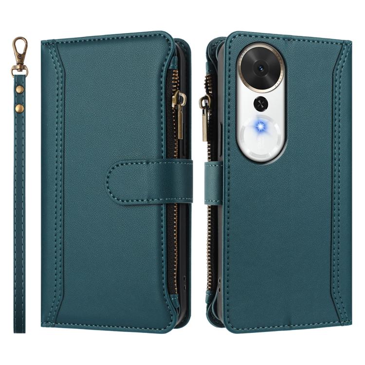 For Honor Play 70 Plus Magnetic Closure 9 Card Slots Zipper Leather Case with Hand Strap