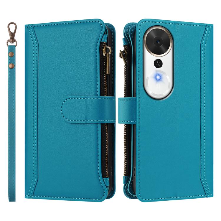 For Honor Play 70 Plus Magnetic Closure 9 Card Slots Zipper Leather Case with Hand Strap