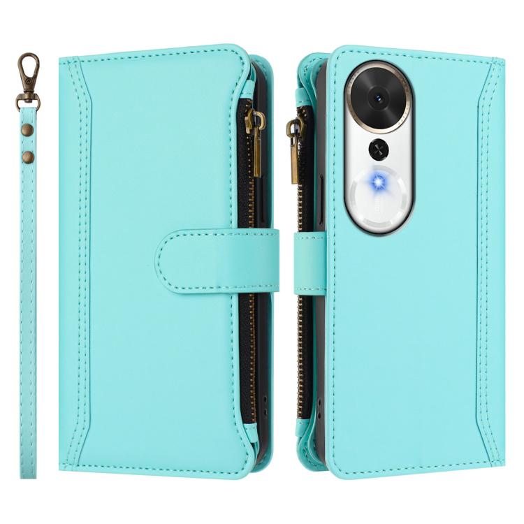 For Honor Play 70 Plus Magnetic Closure 9 Card Slots Zipper Leather Case with Hand Strap