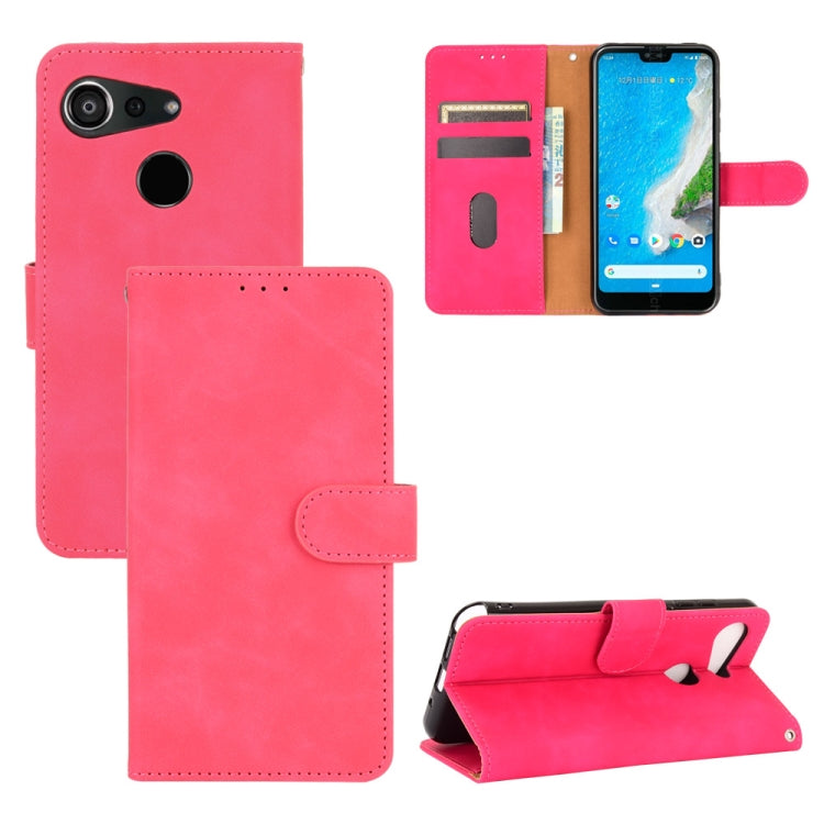 For Kyocera Android One S6 Solid Color Skin Feel Magnetic Buckle Horizontal Flip Calf Texture PU Leather Case with Holder & Card Slots & Wallet