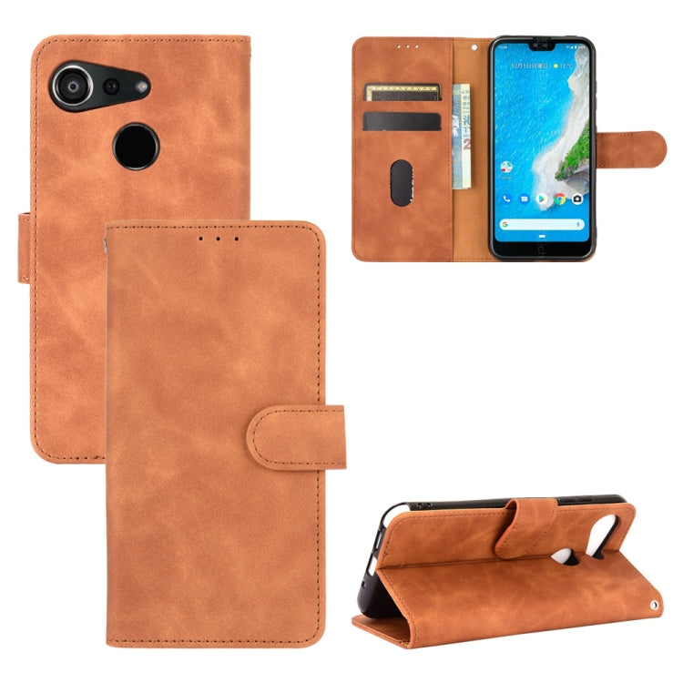 For Kyocera Android One S6 Solid Color Skin Feel Magnetic Buckle Horizontal Flip Calf Texture PU Leather Case with Holder & Card Slots & Wallet