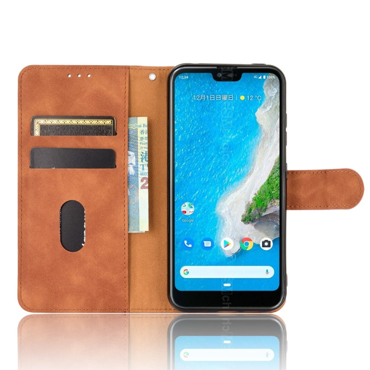 For Kyocera Android One S6 Solid Color Skin Feel Magnetic Buckle Horizontal Flip Calf Texture PU Leather Case with Holder & Card Slots & Wallet