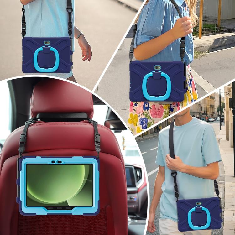 For Samsung Galaxy Tab Active5 Pro Silicone Hybrid PC Tablet Case with Holder & Shoulder Strap
