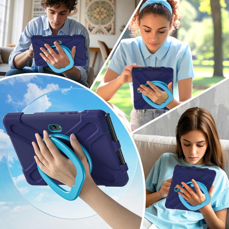 For Samsung Galaxy Tab Active5 Pro Silicone Hybrid PC Tablet Case with Holder & Shoulder Strap