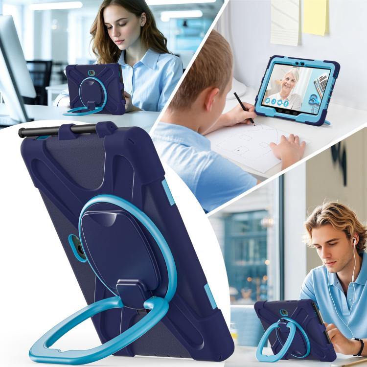 For Samsung Galaxy Tab Active5 Pro Silicone Hybrid PC Tablet Case with Holder & Shoulder Strap