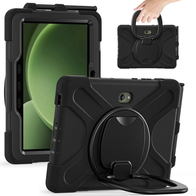 For Samsung Galaxy Tab Active5 Pro Silicone Hybrid PC Tablet Case with Holder & Shoulder Strap