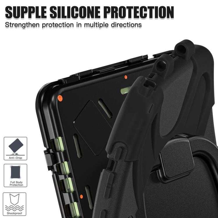 For Samsung Galaxy Tab Active5 Pro Silicone Hybrid PC Tablet Case with Holder & Shoulder Strap