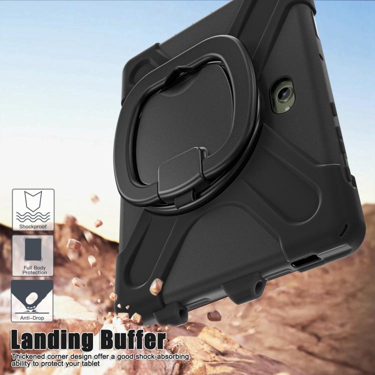 For Samsung Galaxy Tab Active5 Pro Silicone Hybrid PC Tablet Case with Holder & Shoulder Strap