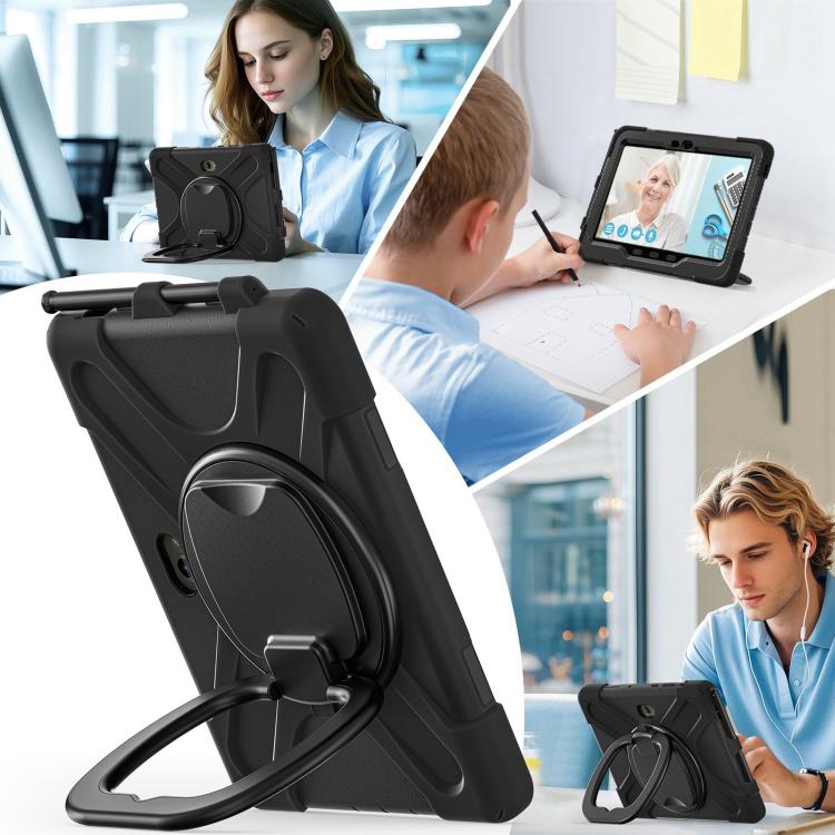 For Samsung Galaxy Tab Active5 Pro Silicone Hybrid PC Tablet Case with Holder & Shoulder Strap