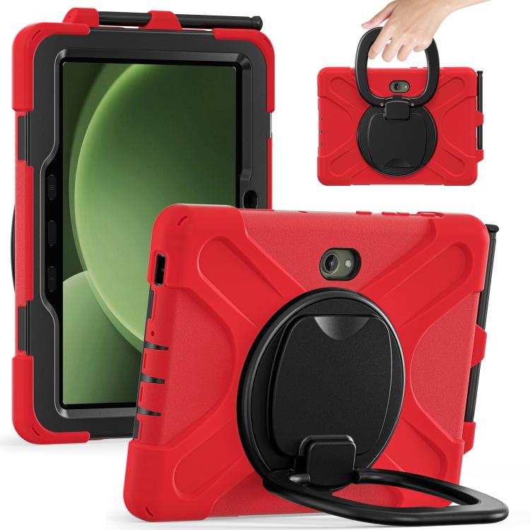 For Samsung Galaxy Tab Active5 Pro Silicone Hybrid PC Tablet Case with Holder & Shoulder Strap