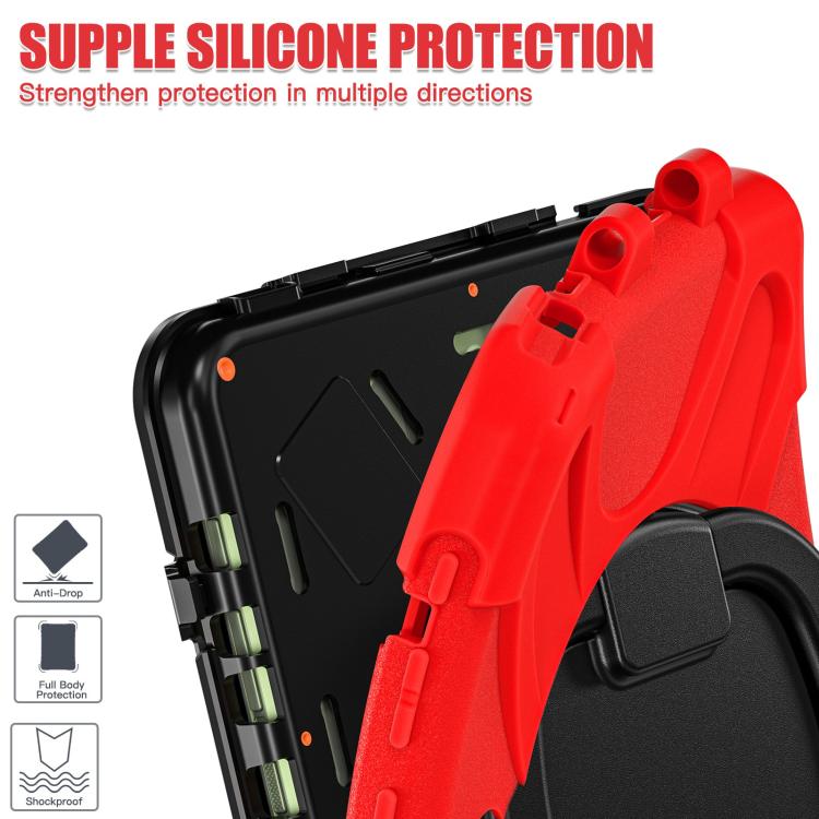 For Samsung Galaxy Tab Active5 Pro Silicone Hybrid PC Tablet Case with Holder & Shoulder Strap