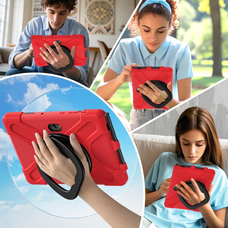 For Samsung Galaxy Tab Active5 Pro Silicone Hybrid PC Tablet Case with Holder & Shoulder Strap