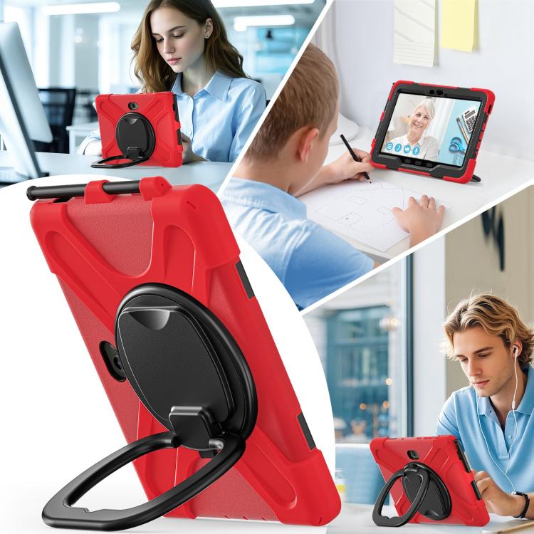 For Samsung Galaxy Tab Active5 Pro Silicone Hybrid PC Tablet Case with Holder & Shoulder Strap