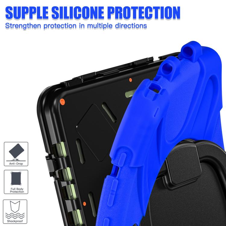 For Samsung Galaxy Tab Active5 Pro Silicone Hybrid PC Tablet Case with Holder & Shoulder Strap