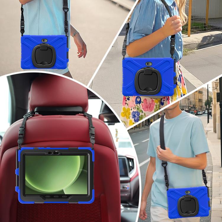 For Samsung Galaxy Tab Active5 Pro Silicone Hybrid PC Tablet Case with Holder & Shoulder Strap