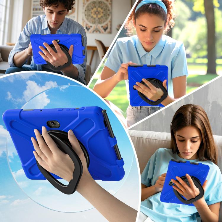 For Samsung Galaxy Tab Active5 Pro Silicone Hybrid PC Tablet Case with Holder & Shoulder Strap