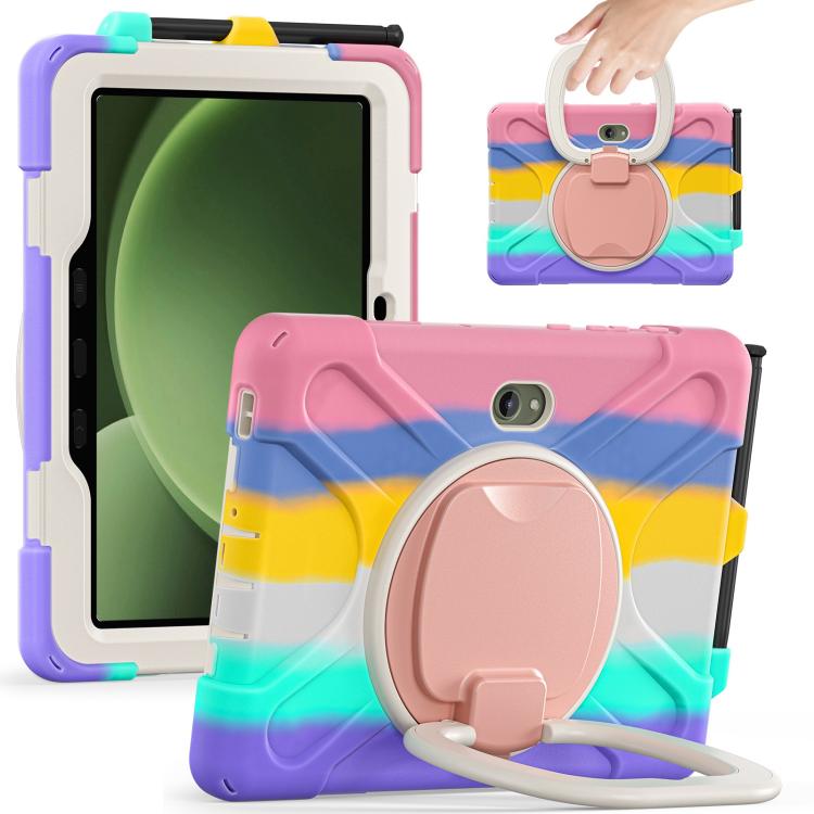 For Samsung Galaxy Tab Active5 Pro Silicone Hybrid PC Tablet Case with Holder & Shoulder Strap