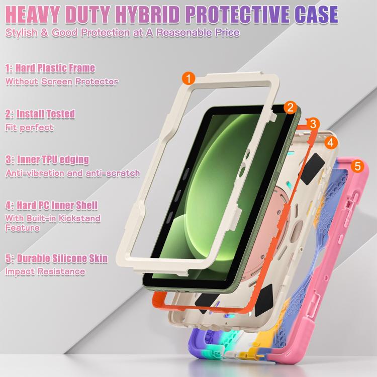 For Samsung Galaxy Tab Active5 Pro Silicone Hybrid PC Tablet Case with Holder & Shoulder Strap
