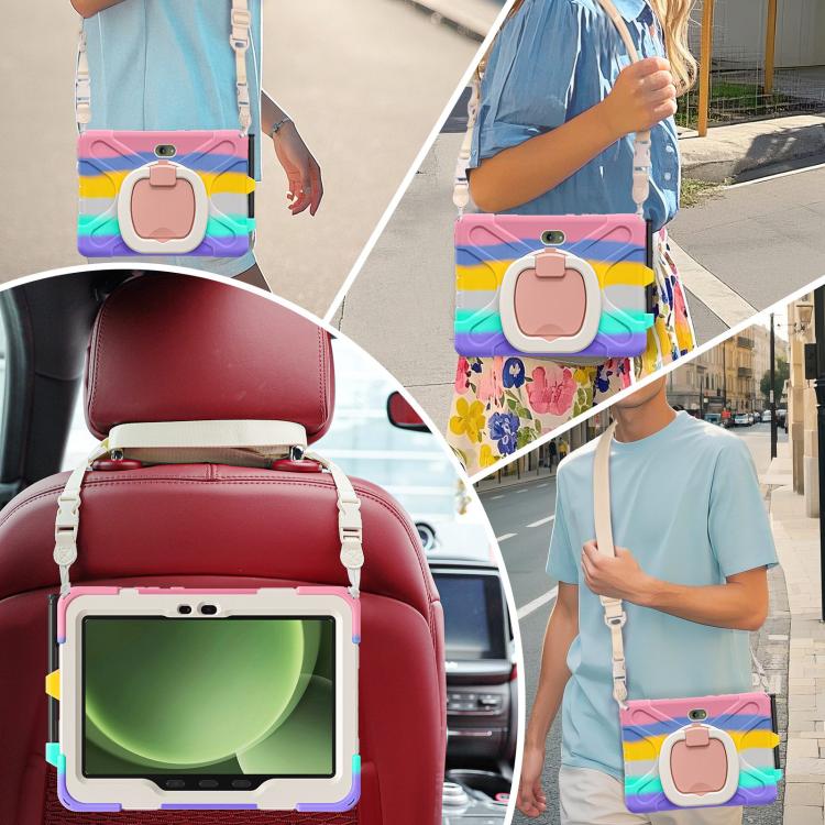For Samsung Galaxy Tab Active5 Pro Silicone Hybrid PC Tablet Case with Holder & Shoulder Strap