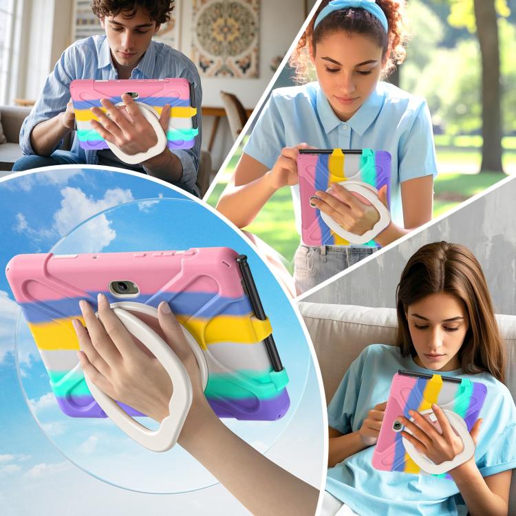 For Samsung Galaxy Tab Active5 Pro Silicone Hybrid PC Tablet Case with Holder & Shoulder Strap
