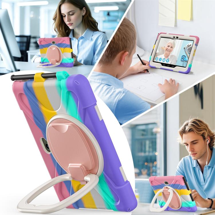 For Samsung Galaxy Tab Active5 Pro Silicone Hybrid PC Tablet Case with Holder & Shoulder Strap
