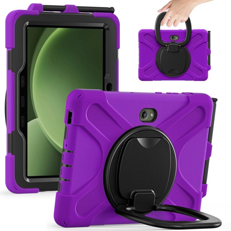 For Samsung Galaxy Tab Active5 Pro Silicone Hybrid PC Tablet Case with Holder & Shoulder Strap