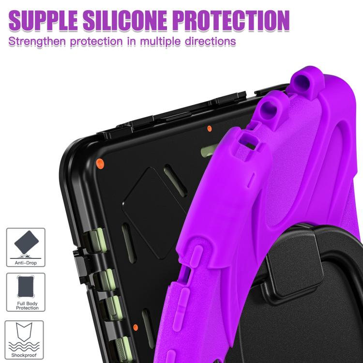 For Samsung Galaxy Tab Active5 Pro Silicone Hybrid PC Tablet Case with Holder & Shoulder Strap