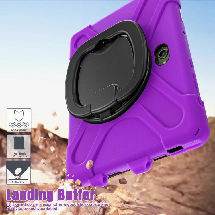 For Samsung Galaxy Tab Active5 Pro Silicone Hybrid PC Tablet Case with Holder & Shoulder Strap