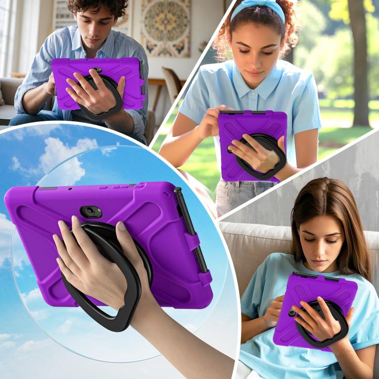 For Samsung Galaxy Tab Active5 Pro Silicone Hybrid PC Tablet Case with Holder & Shoulder Strap