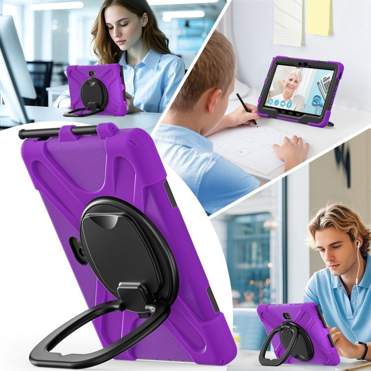 For Samsung Galaxy Tab Active5 Pro Silicone Hybrid PC Tablet Case with Holder & Shoulder Strap