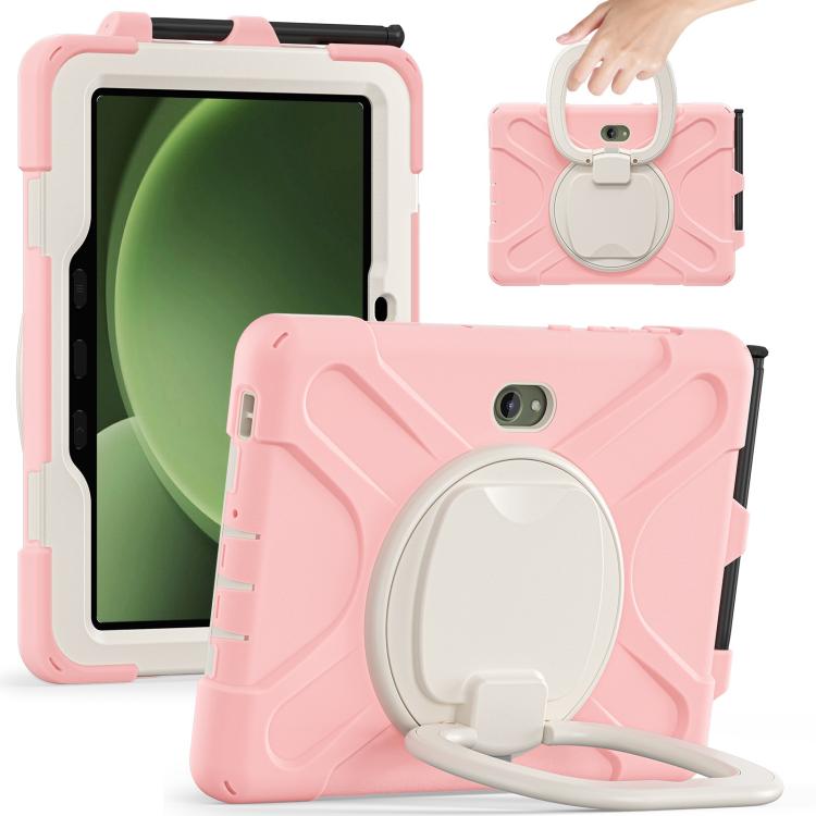 For Samsung Galaxy Tab Active5 Pro Silicone Hybrid PC Tablet Case with Holder & Shoulder Strap