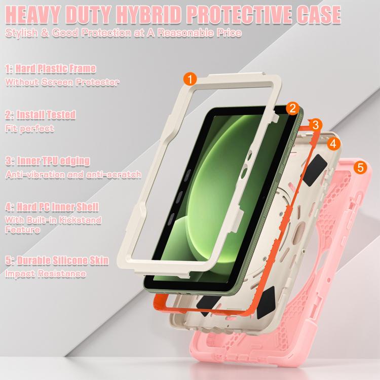 For Samsung Galaxy Tab Active5 Pro Silicone Hybrid PC Tablet Case with Holder & Shoulder Strap